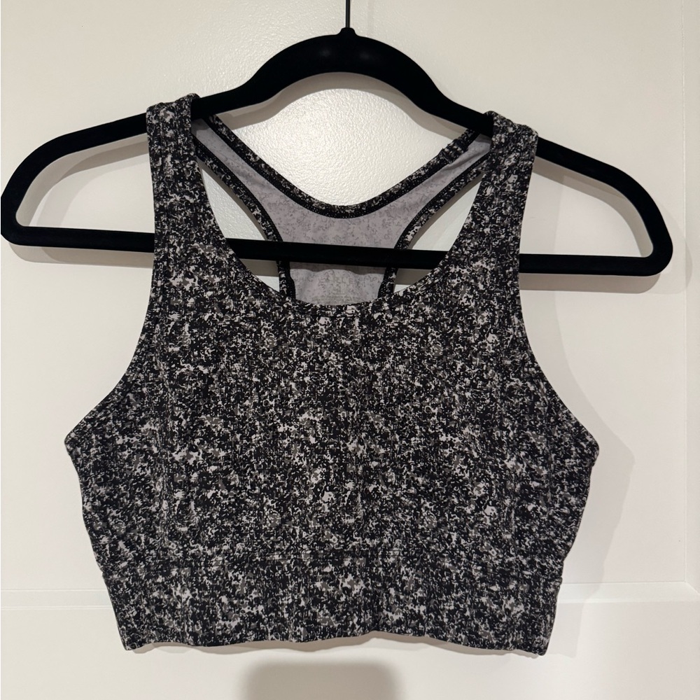 Varley Black and White Speckled Sports Bra